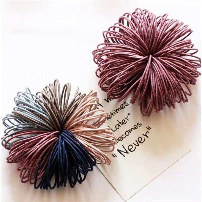 [HCM]Set 100 Thun Buộc Tóc Nữ Dây Buộc Tóc Nhiều Màu