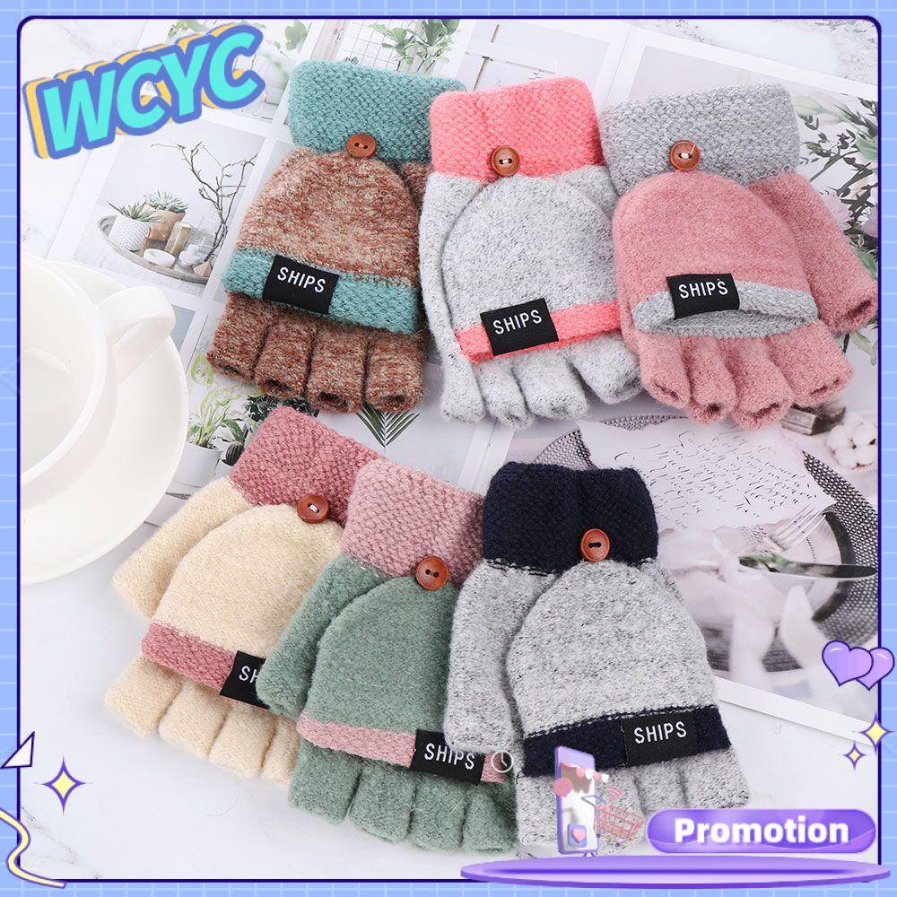 Thời Trang Phụ Nữ Dễ Thương Mùa Đông Ấm Áp Găng Tay Đan Hở Ngón Flip Dày Ấm Mềm Đàn Hồi Găng Tay Giữ Ấm Ngón Tay