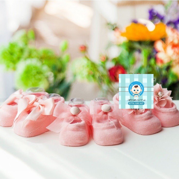 Sét 3 Tất hài công chúa màu hồng xinh xắn cho bé gái