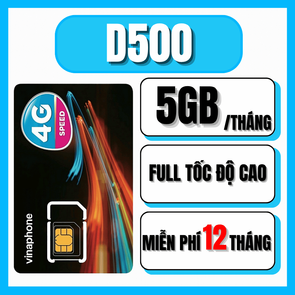 ( LỖI 1 ĐỔI 1 ) Sim 4G Vina D500 D219 Miễn Phí 1 Năm Truy Cập Xài Thả Ga Không Lo Mất Phí Duy Trì Hàng Tháng . - FREESHIP - CHƯA KÍCH HOẠT.