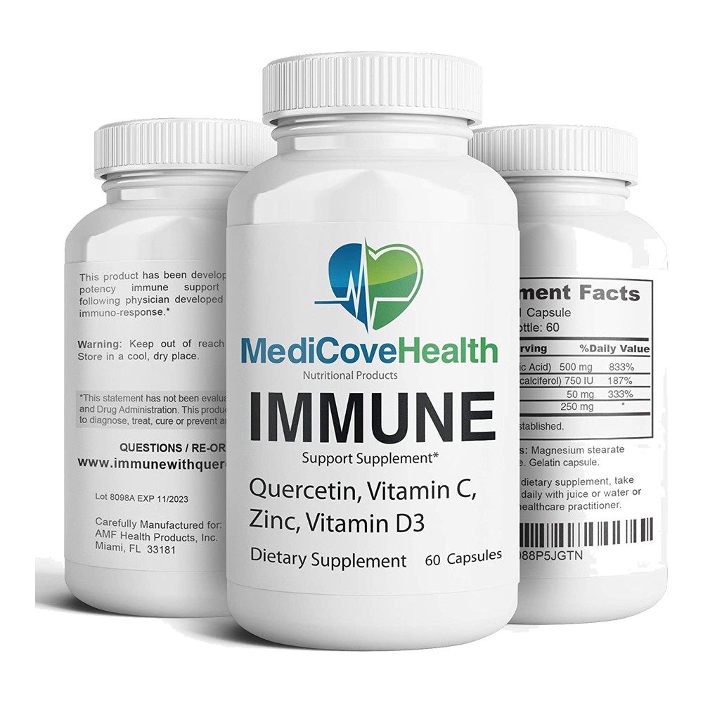 Immune support: quercetin, vitamin c, zinc, vitamin d3 60v