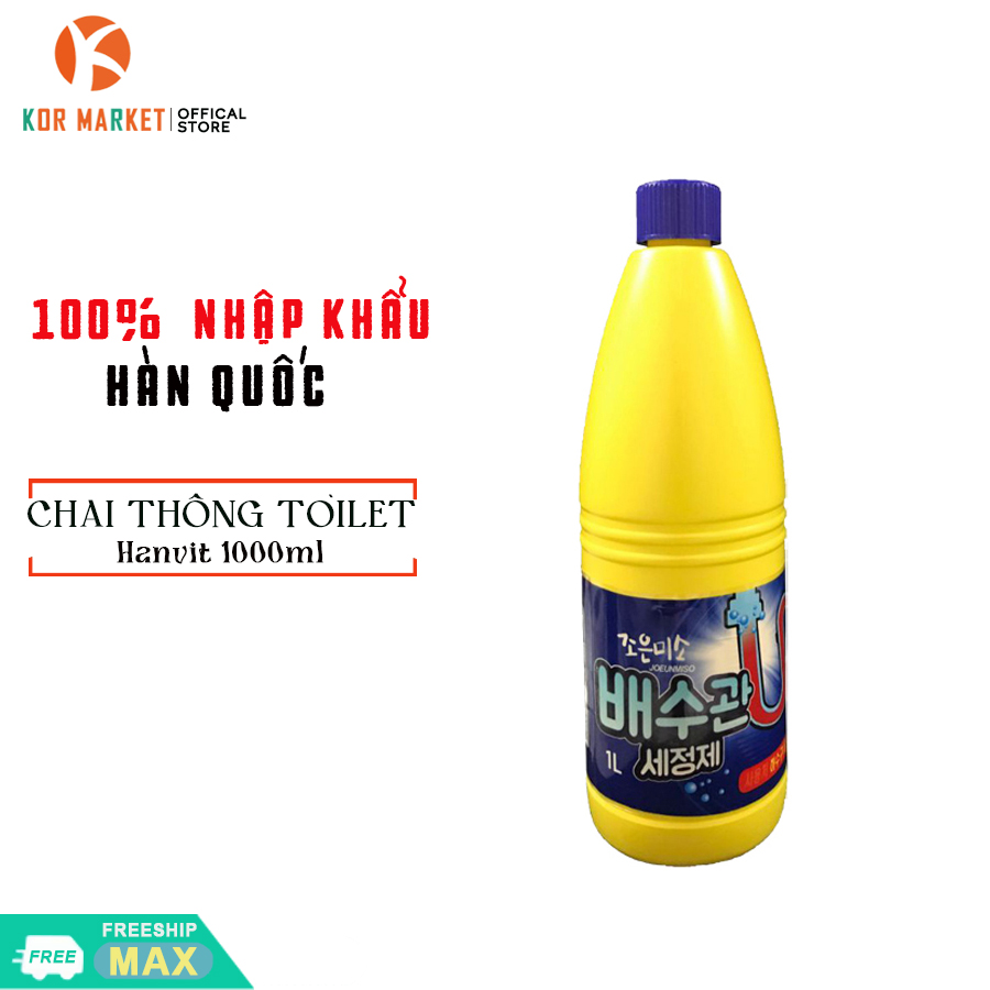 ♥️FREESHIP♥️  Chai thông tắc bồn cầu  Siêu Mạnh Hanvit 1000ml Hàn Quốc - Đánh tan mọi tắc ngẽn đường ống.