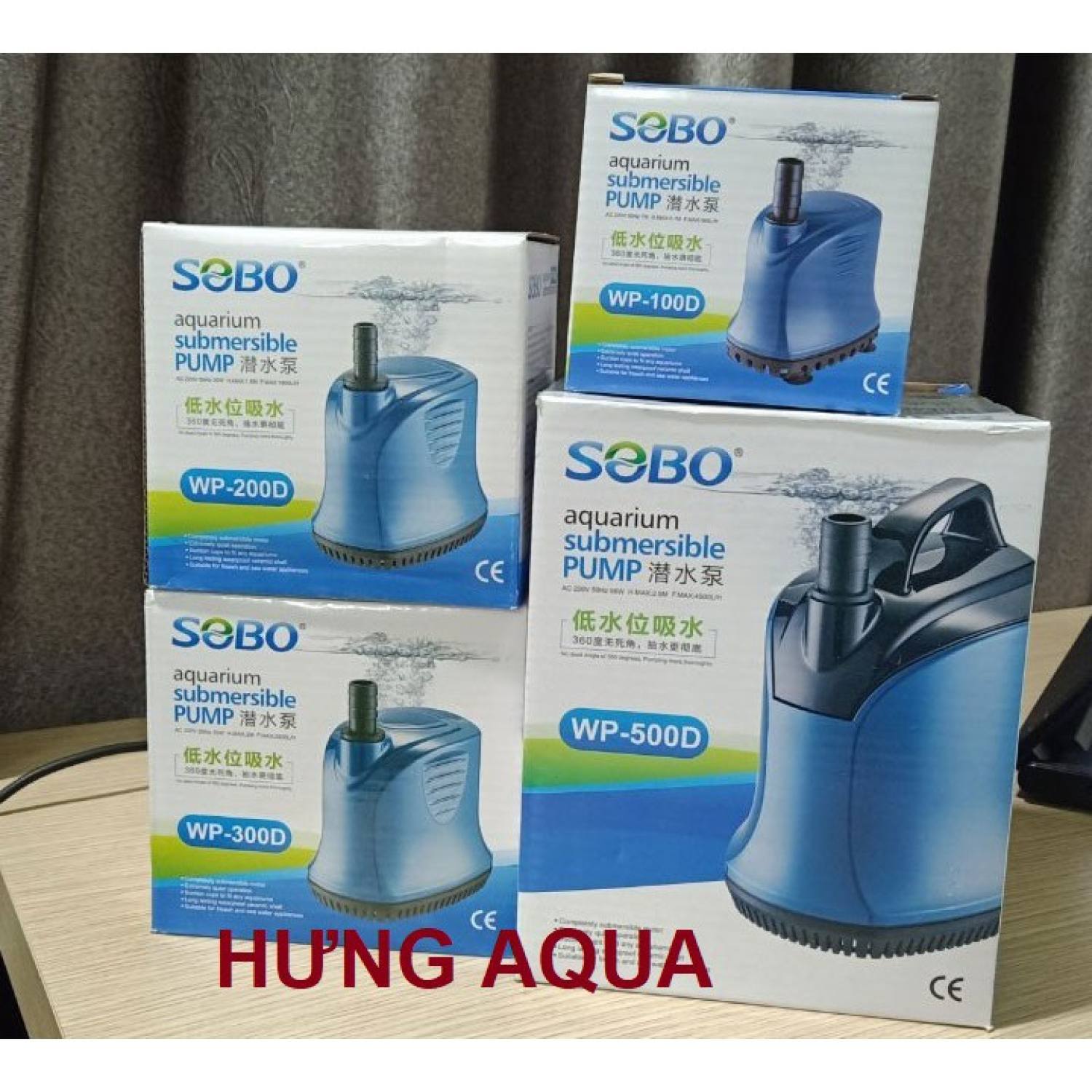Máy bơm nước hồ cá - máy bơm chìm - máy bơm hồ cá 360 độ sobo wp 100d 200d 300d chính hãng