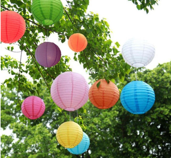 Đèn lồng vải lụa chống thấm nước 30cm nhiều màu trang trí ngoài trời