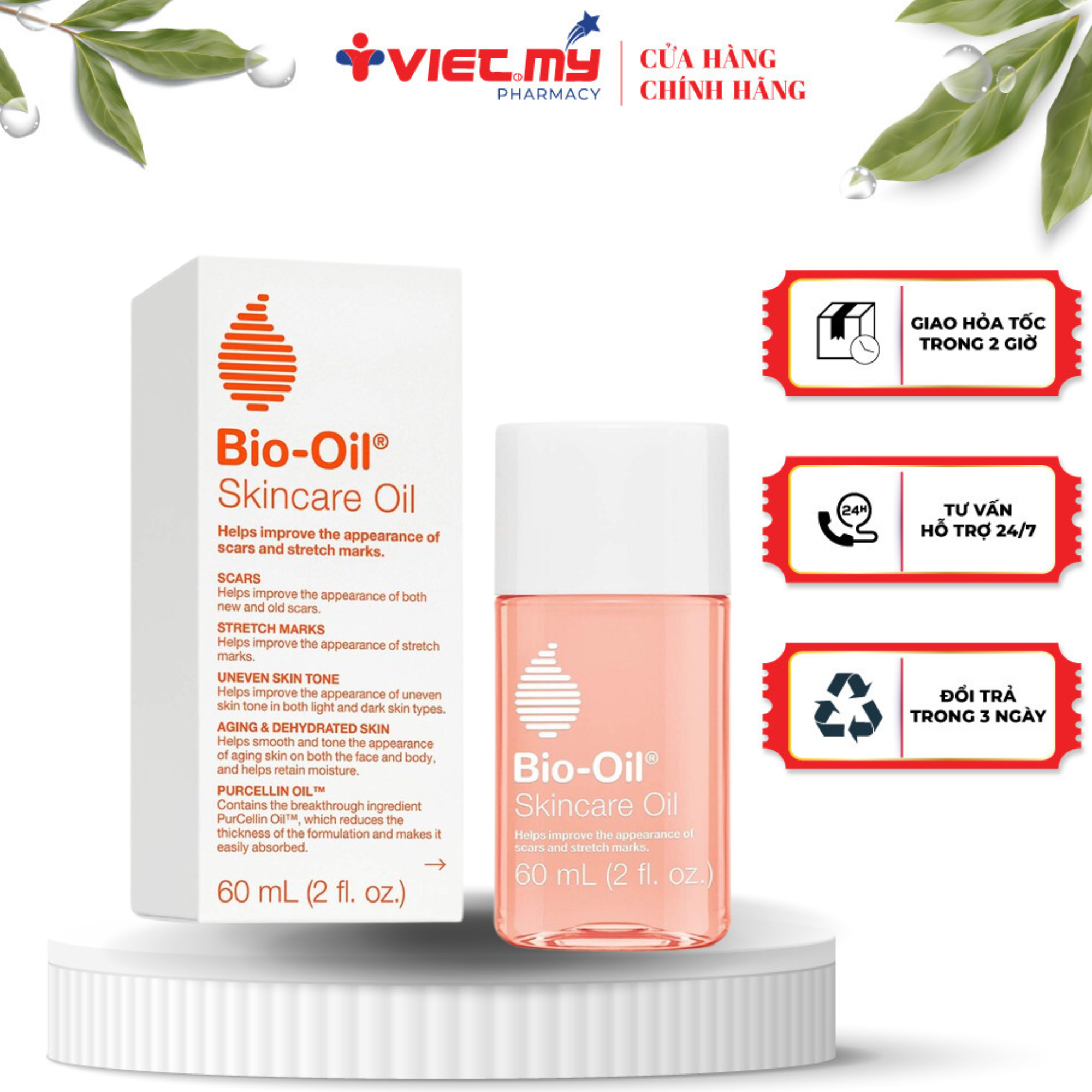 Bio oil giảm dạn da và làm mờ sẹo cho bà bầu, kem bôi chống dạn da 25ml/60ml/125ml/200ml