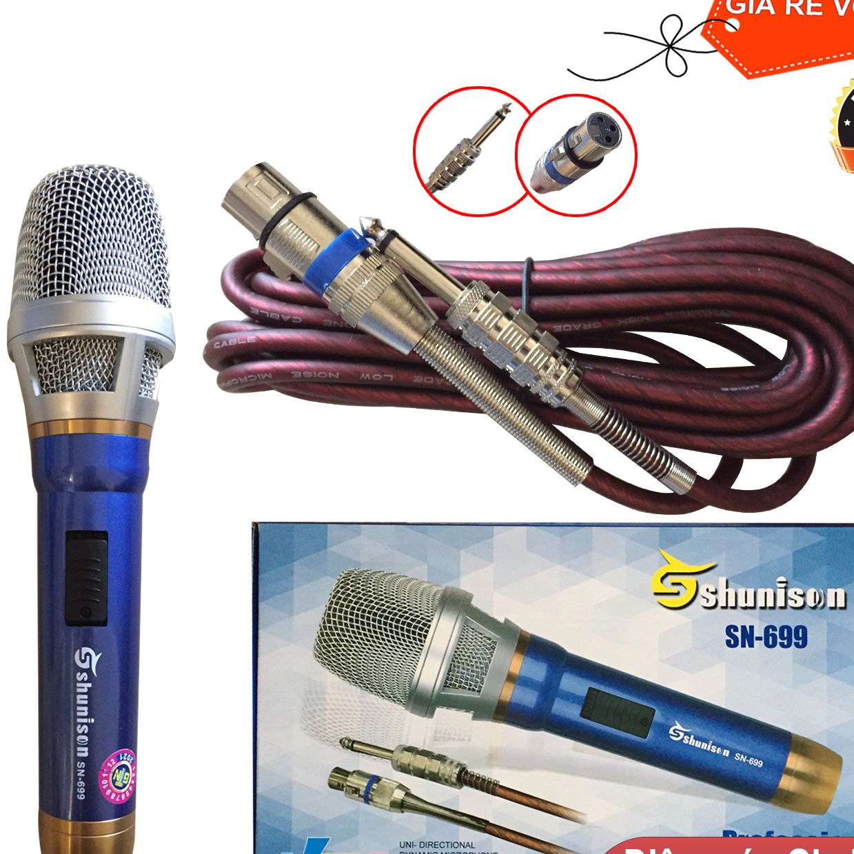 Micro có dây hát Karaoke SN 699 hút âm mạnh, dây dài chắc chắn