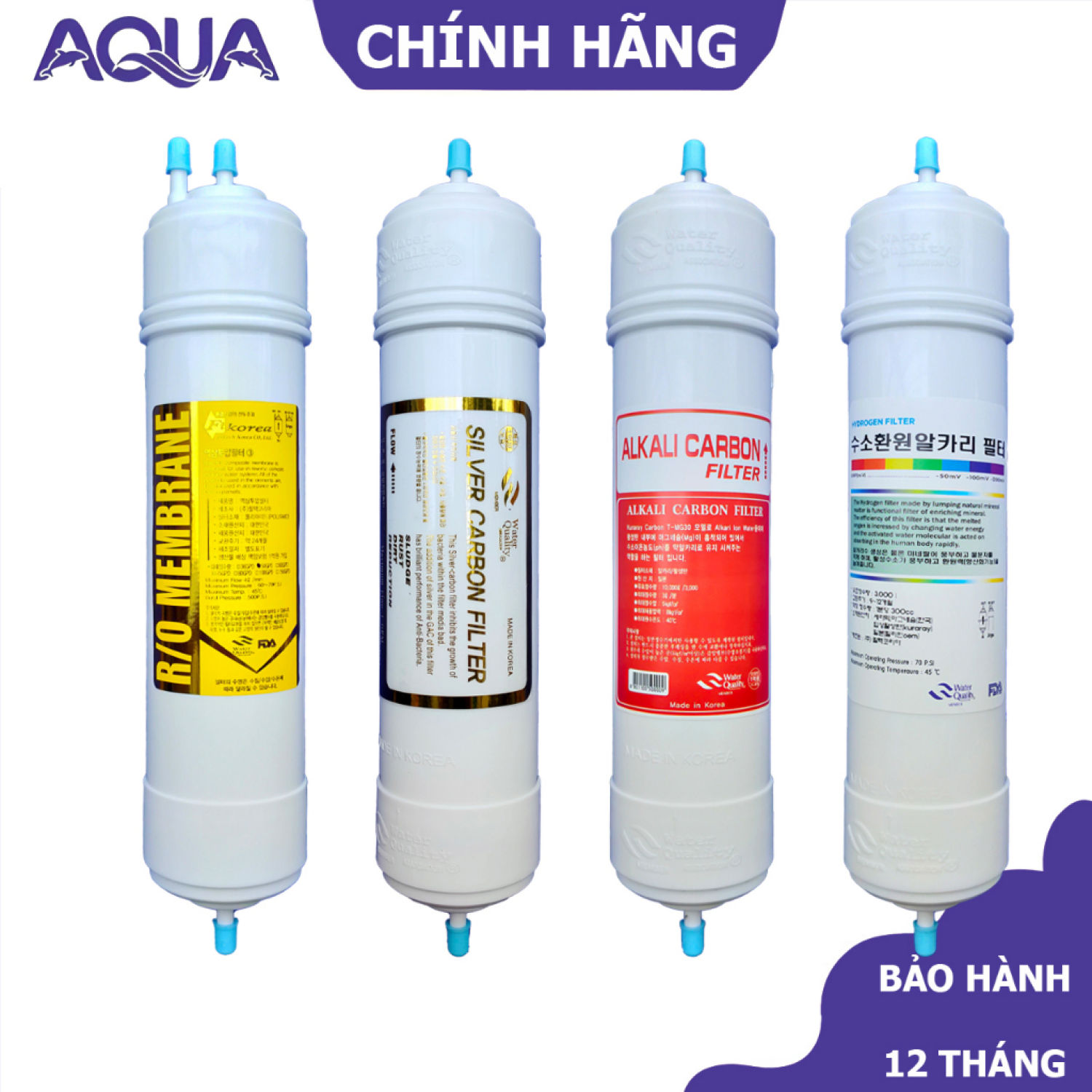 Lõi lọc đúc Hàn Quốc - Lõi nguyên khối - RO - Akaline - Hydrogen - Silver Carbon