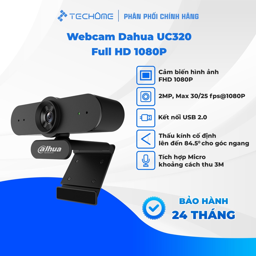 Webcam máy tính laptop Full HD DAHUA HTI UC320 góc rộng có mic học online livestream