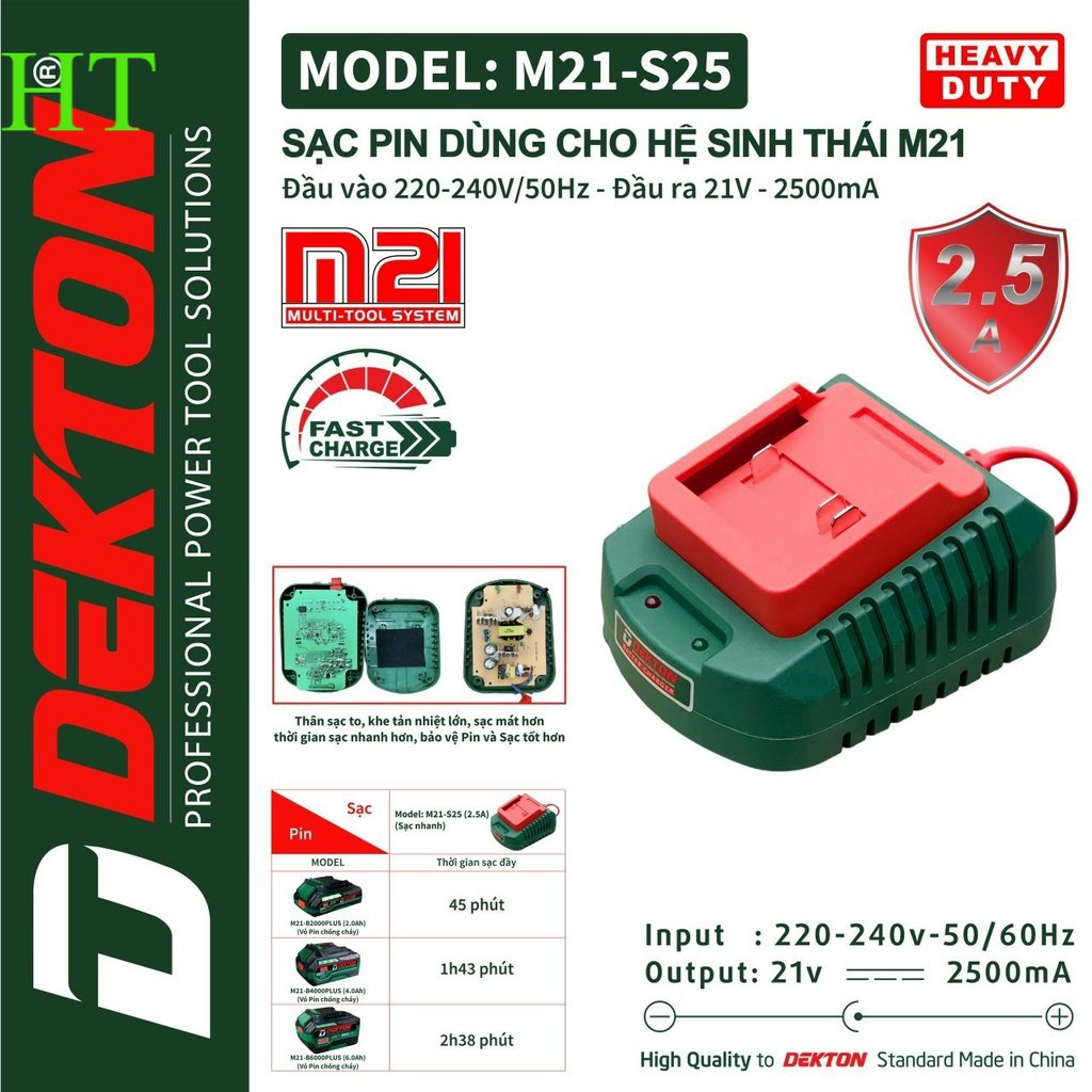 Sạc dekton 21v m21-s25 2500mah siêu nhanh thế hệ mới 2023 - sạc pin dekton m21 shop diện máy ht