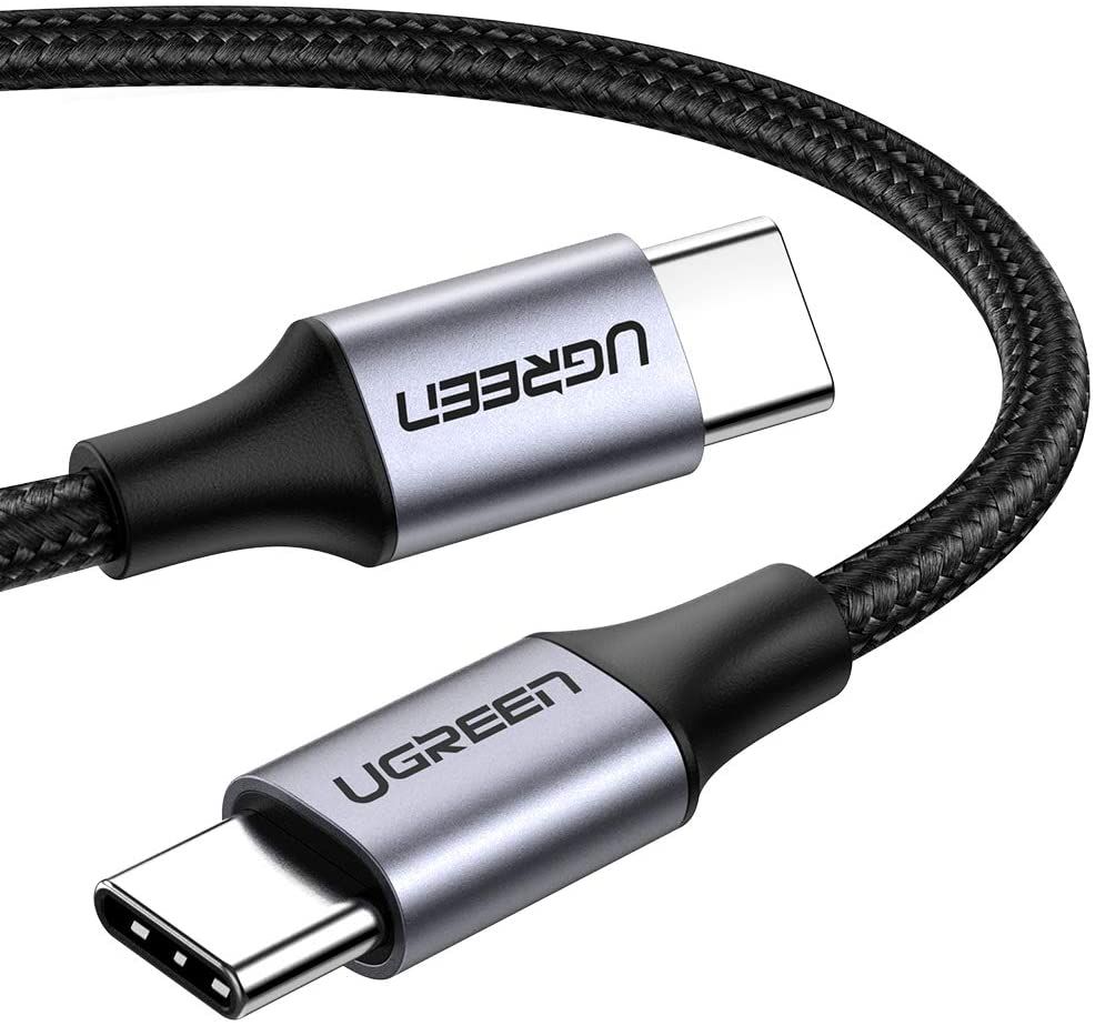 Ugreen 50152 2m 60w hỗ trợ sạc nhanh pd cáp usb type c màu đen mạ nickel đầu bọc nhôm chống nhiễu us261 50152