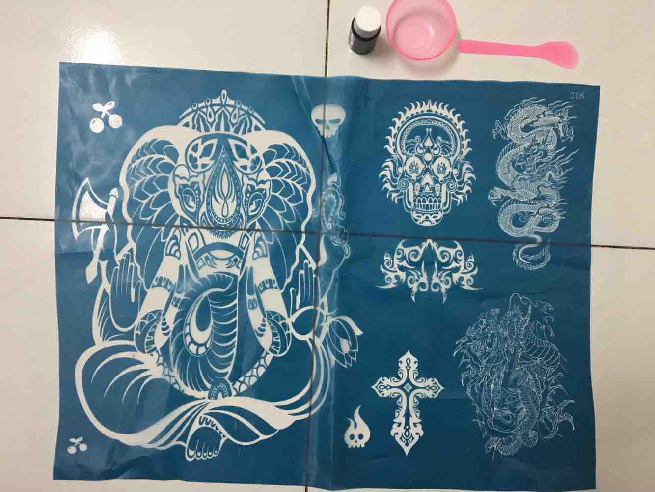 1 Tấm khung xăm henna hoặc Inkbox size to kín lưng Tặng kèm Mực henna và dụng cụ
