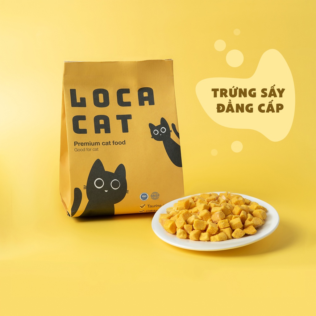 Hạt thức ăn khô cho mèo trộn lòng đỏ trứng sấy lạnh đẳng cấp locacat loại 3kg