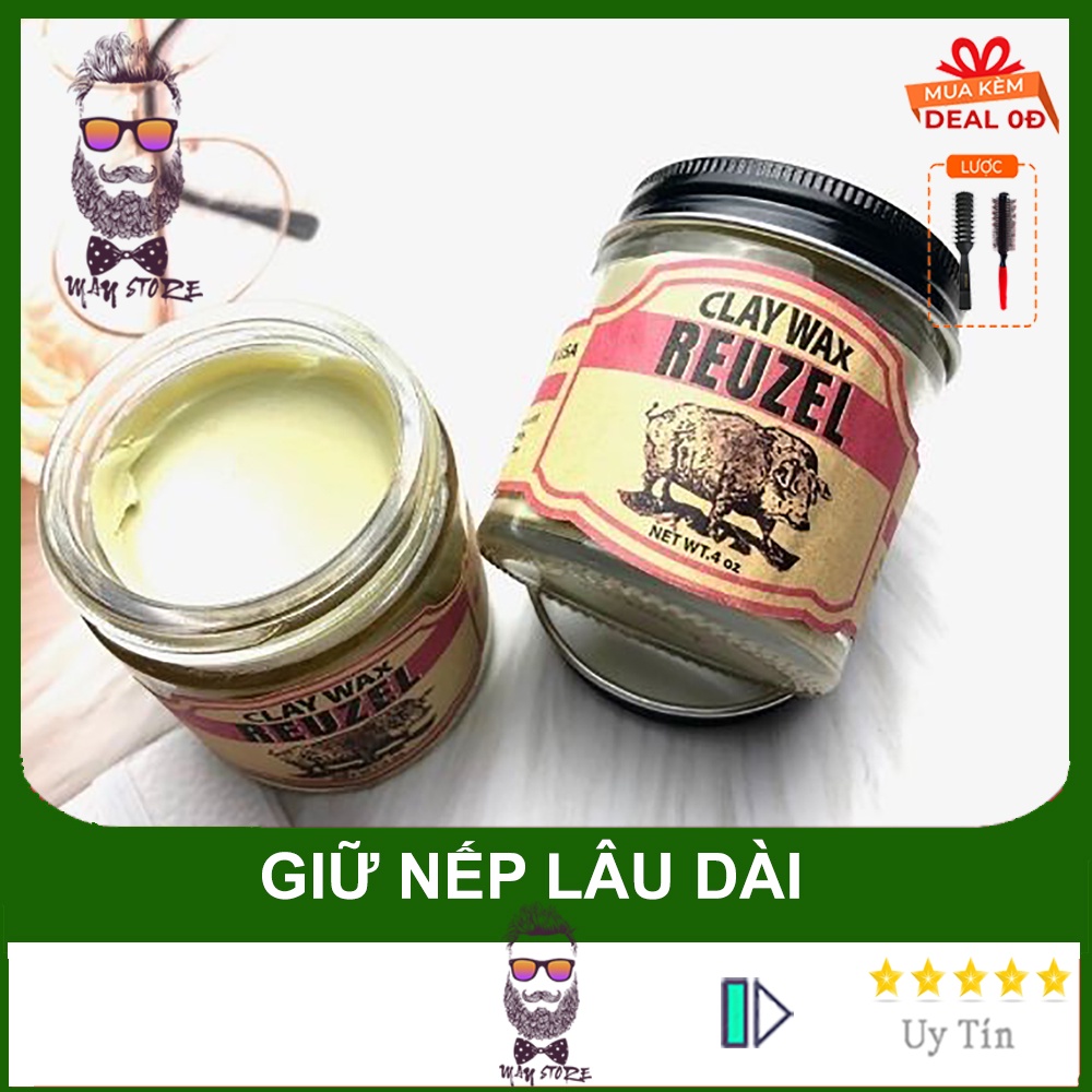 Sáp vuốt vóc nam reuzel clay - keo vuốt tóc giữ nếp 24h - sáp tóc reuzel bản mới nhất 2023 - 100gram