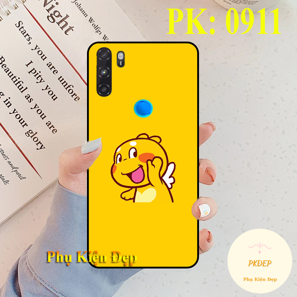 Ốp lưng Vsmart Active 3 dẻo đen in hình khủng long siêu dễ thương