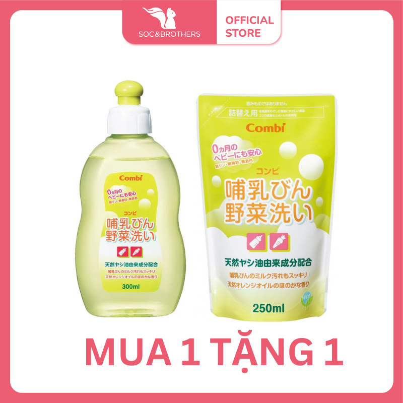 Chai dung dịch rửa bình sữa và rau quả Combi từ dầu cọ 300ml