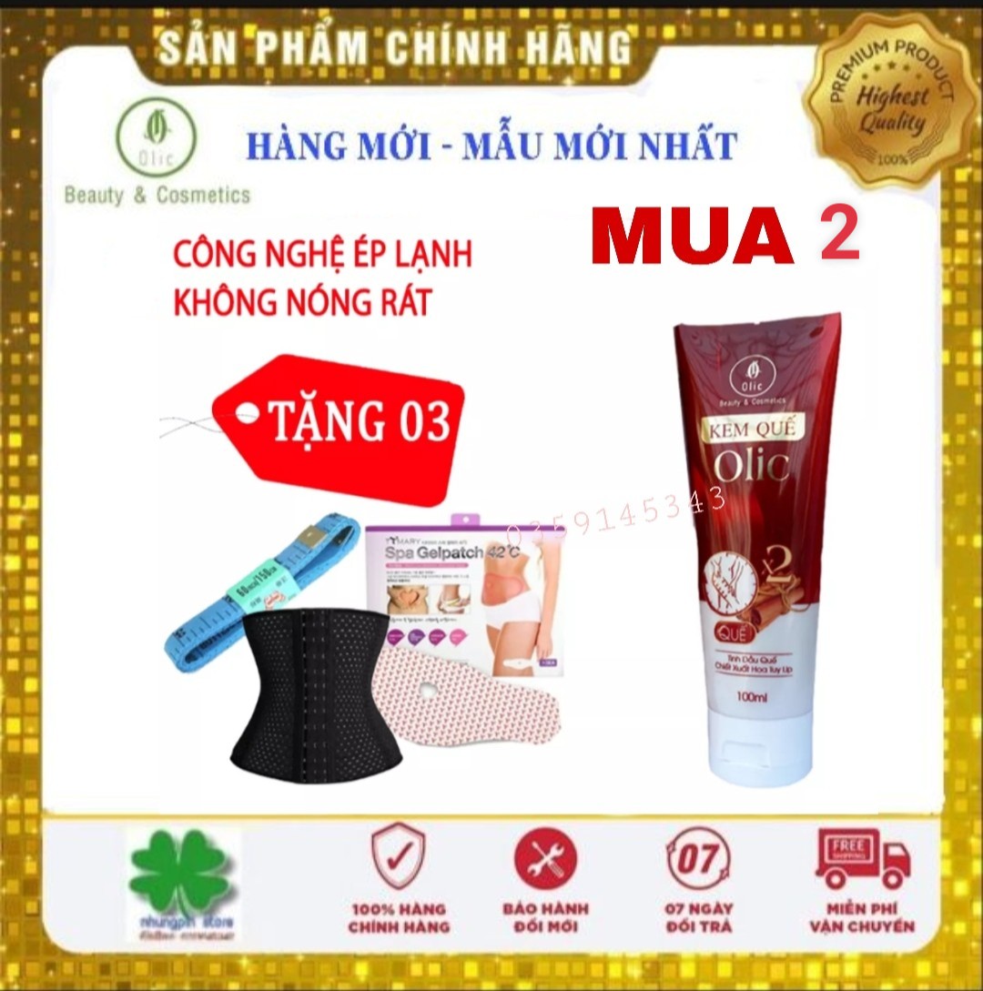 Combo 2 Hộp Kem tan mỡ Olic tặng đai nịt bụng, miếng dán và thước dây - Tan mỡ hiệu quả an toàn không nóng rát