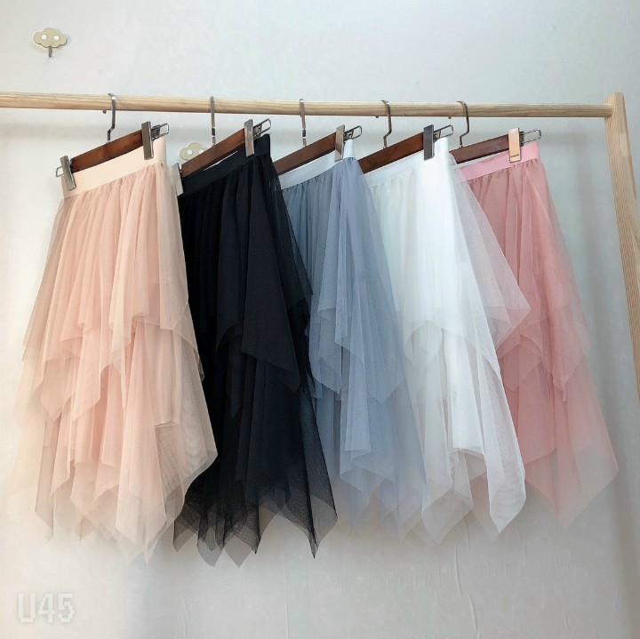 Chân váy lưới nhọn-ZU#vaynu