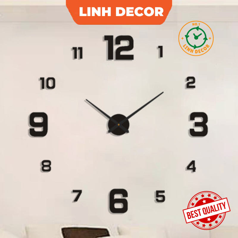 Đồng hồ dán tường 3d dạ quang cỡ lớn mã d01 trang trí nghệ thuật - đồng hồ dán tường linh decor