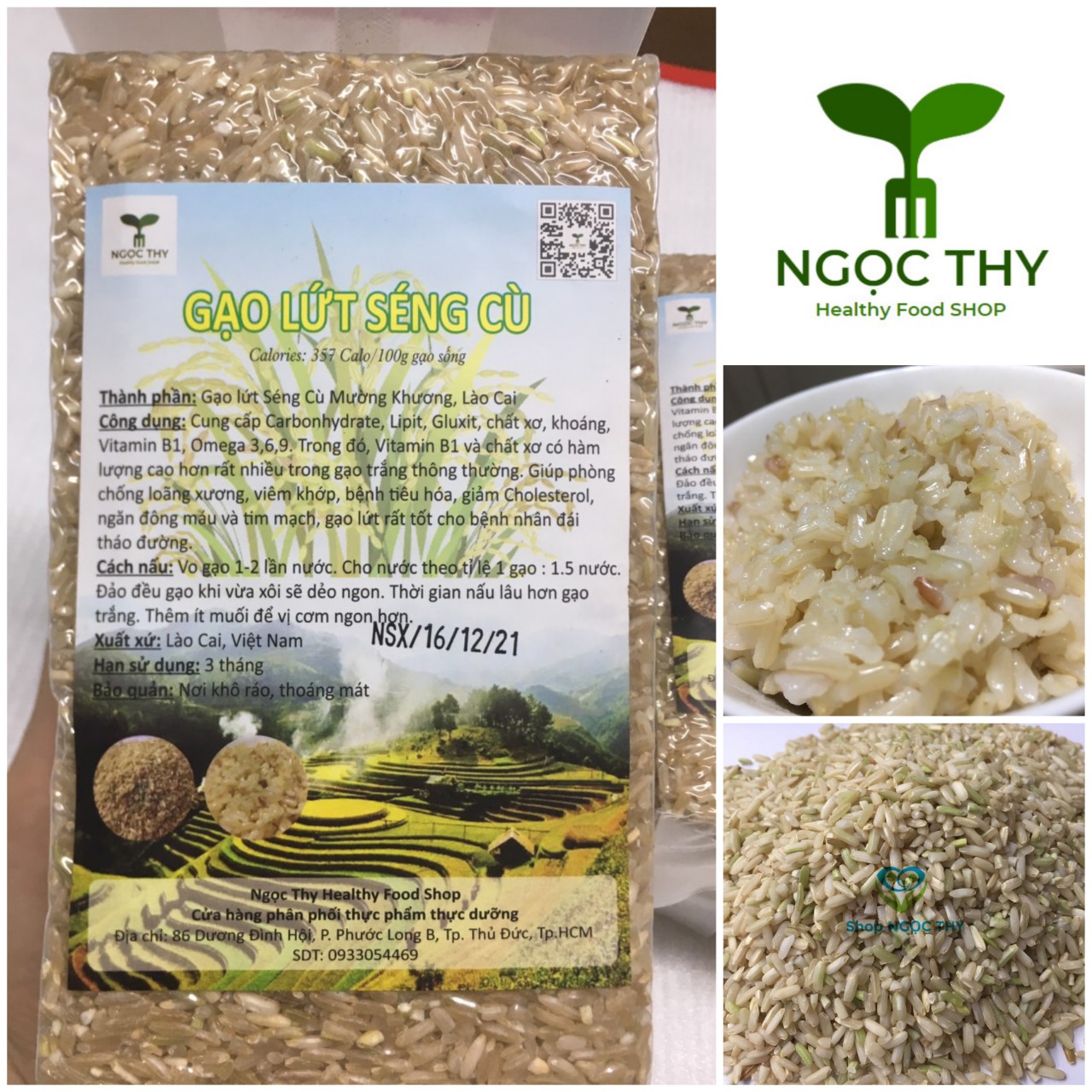 1kg Gạo lứt Séng Cù Lào Cai gạo dẻo đậm cơm ăn giảm cân