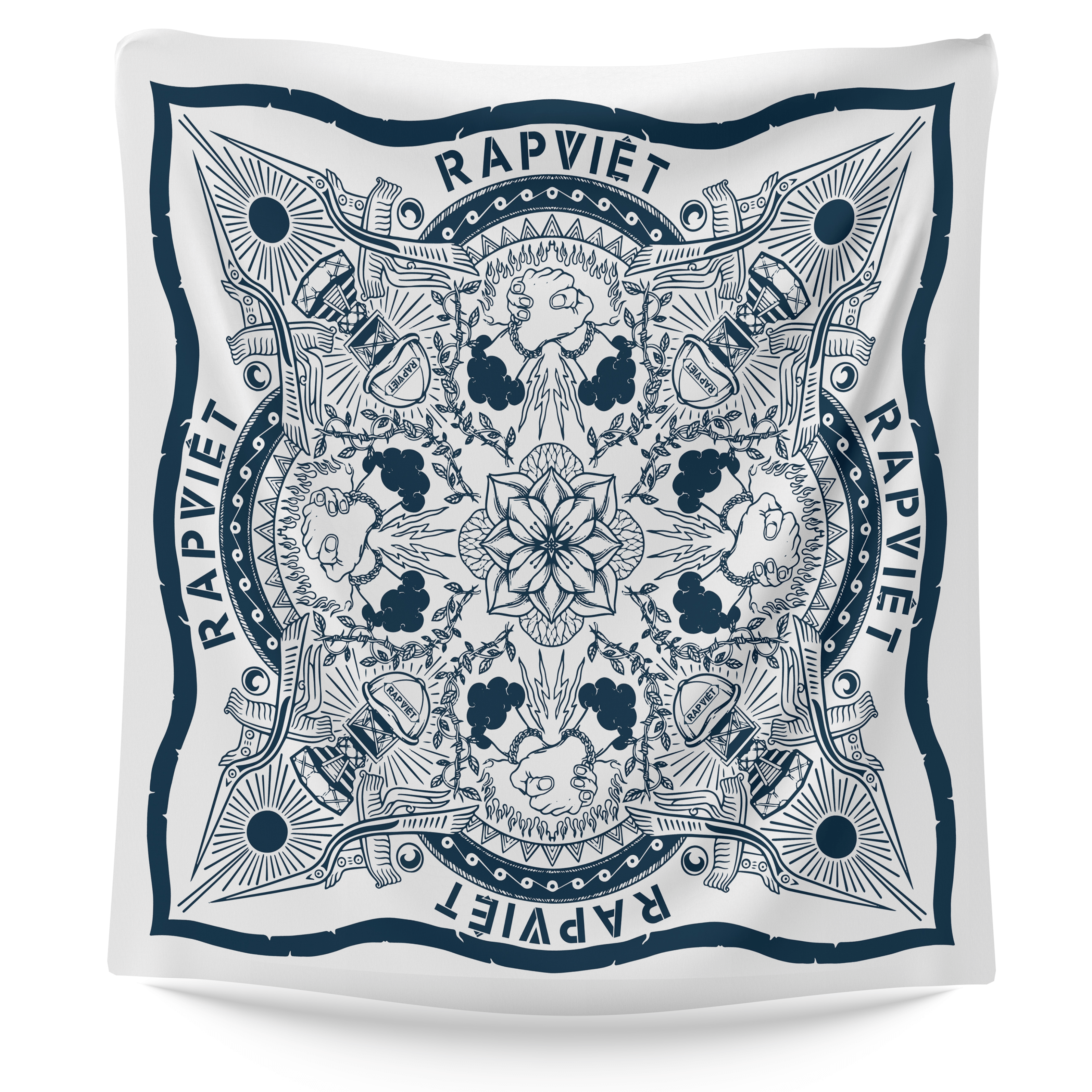Khăn bandana rap việt legacy xanh, unisex - rap việt legacy bandana / navy - vieshop