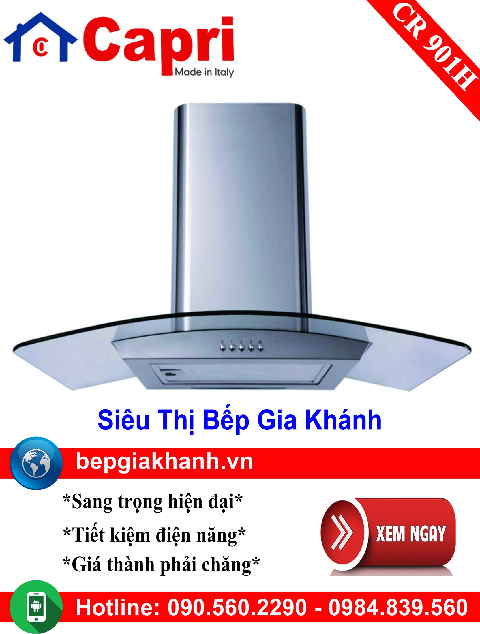 [HCM]Máy hút mùi dạng kính cong 90cm Capri CR 901H, máy hút mùi nhà bếp, máy hút mùi bếp, máy hút mùi kính cong, máy hút mùi canzy, máy hút mùi mini, máy hút mùi âm trần, máy hút mùi electrolux, may hut mui