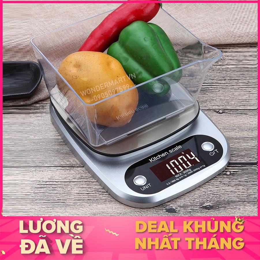 Cân nhà bếp Kitchen Scale 0.1g max 3kg mặt cân inox chính xác