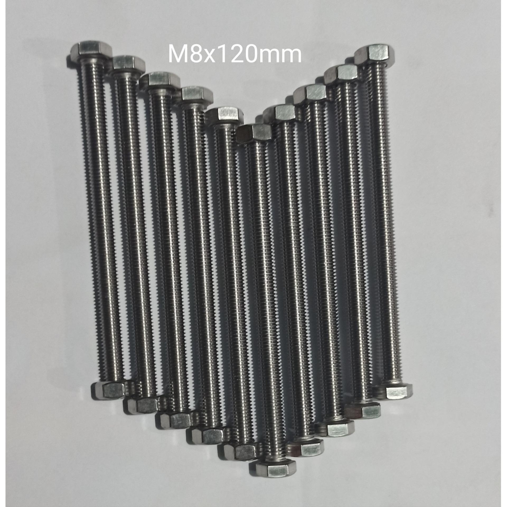 M8x120mm INOX 304 COMBO 10 Bu Long Con Tán 8mm INOX Chống Gỉ, 8 Li Dài 1 Tấc 2 Phân chống gĩ