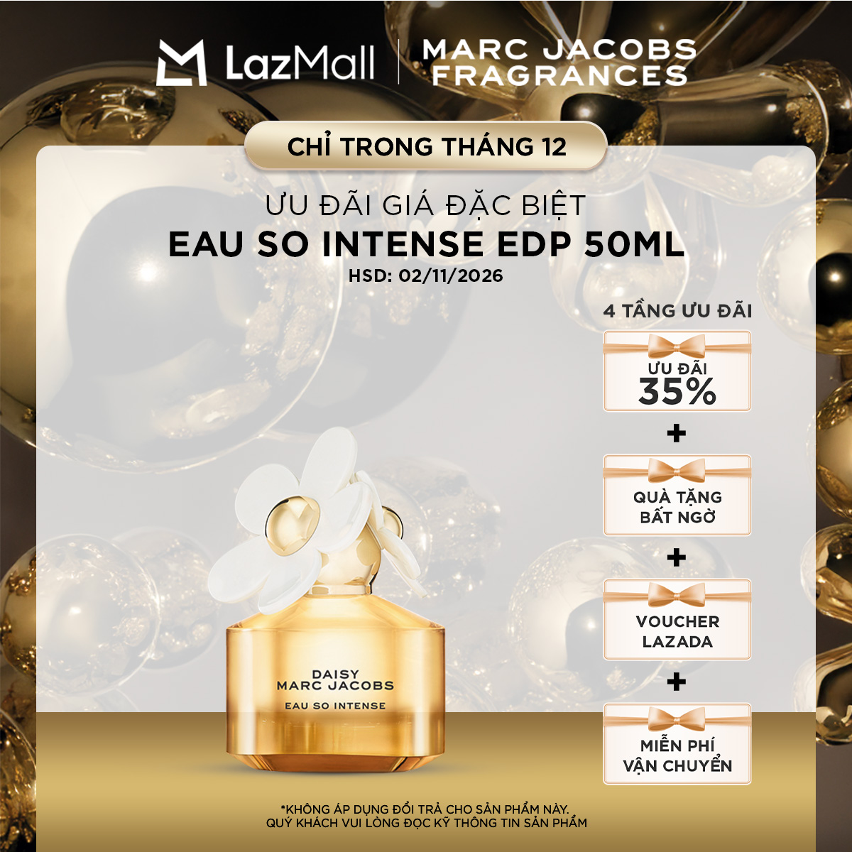   CLEARANCE SALE  Nước hoa Nữ Marc Jacobs DAISY Eau so Intense EDP 50ml  KHÔNG ÁP DỤNG ĐỔI TRẢ  