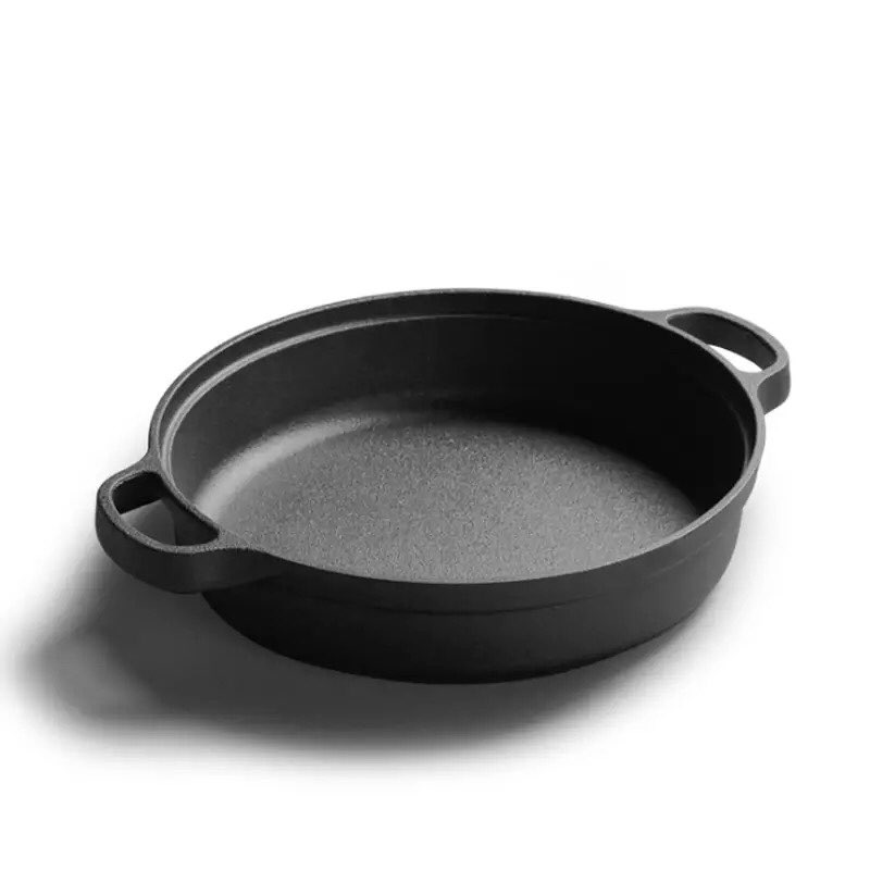 Chảo Gang Thô 🇨🇳 Đúc Đáy Bằng 2 Quai Kiểu Nhật 25cm Chống Dính Tự Nhiên