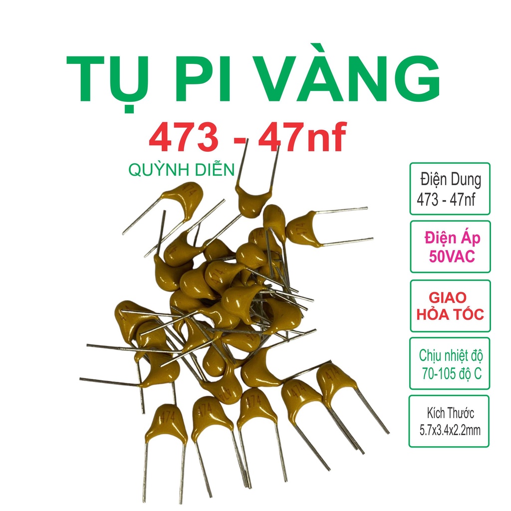 Combo 100 tụ pi vàng 473 - 47nf - 50v quỳnh diễn