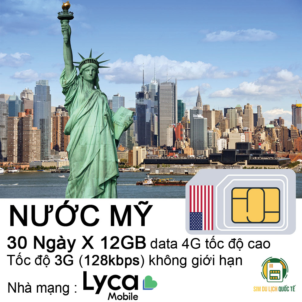 Freeship - chưa kích hoạt. sim data du lịch mỹ 30 ngày 12gb 4g/5g tốc độ cao