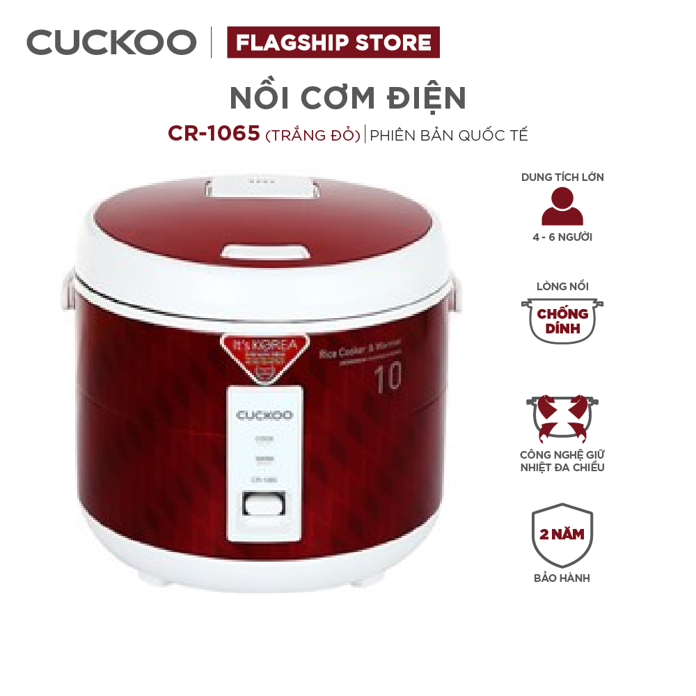 Nồi cơm điện Cuckoo 1.8L CR-1065 - Giữ ấm tối đa, lòng nồi chống dính  - Hàng chính hãng Cuckoo Vina