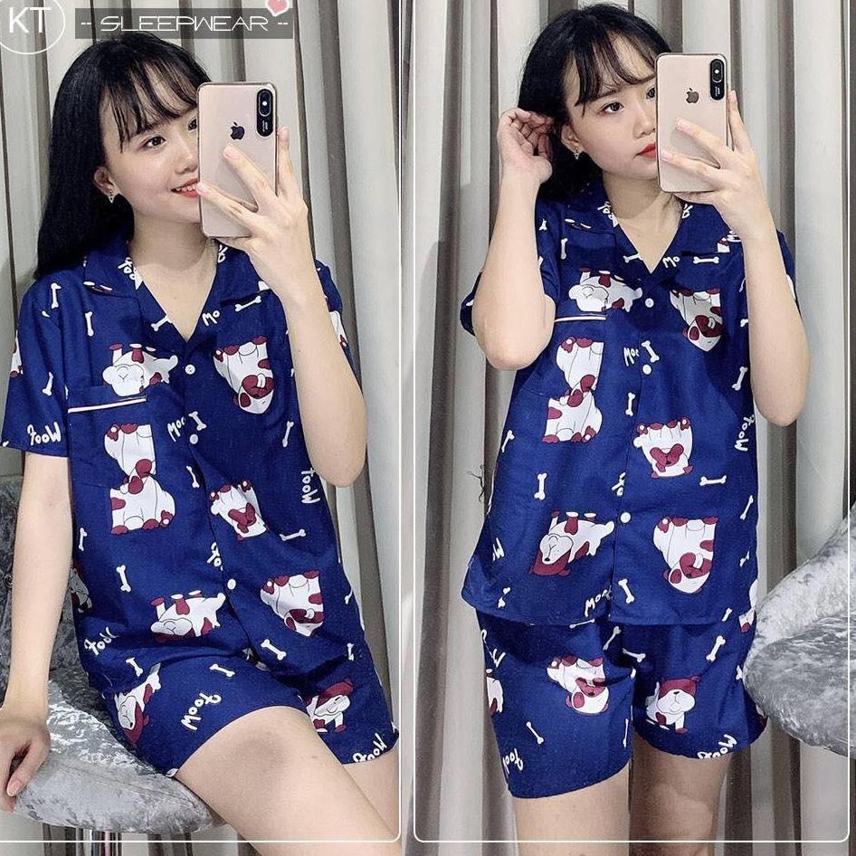 Bộ Đồ Pijama Ngắn Hình Tim Chất Kate Đẹp fom cho nữ từ 33 đến 55kg