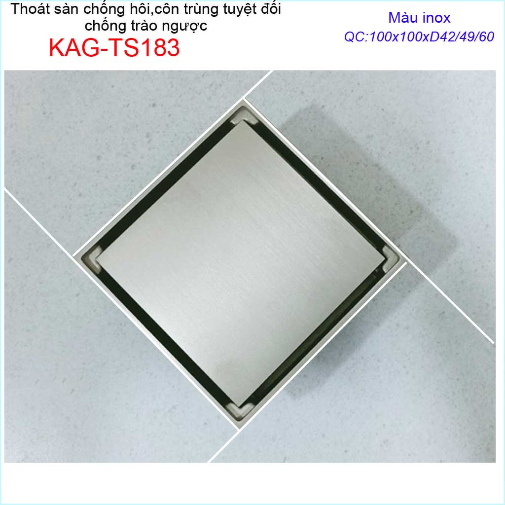 [HCM]Phễu thoát sàn chống trào KAG-TS183-Inox304 thoát sàn chống côn trùng tuyệt đối  Roca 10x10 D60