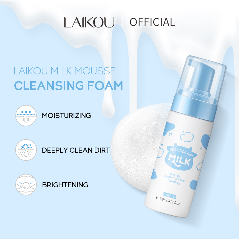 Laikou sữa mousse làm sạch bọt dưỡng ẩm làm sáng làm sạch sâu 120ml