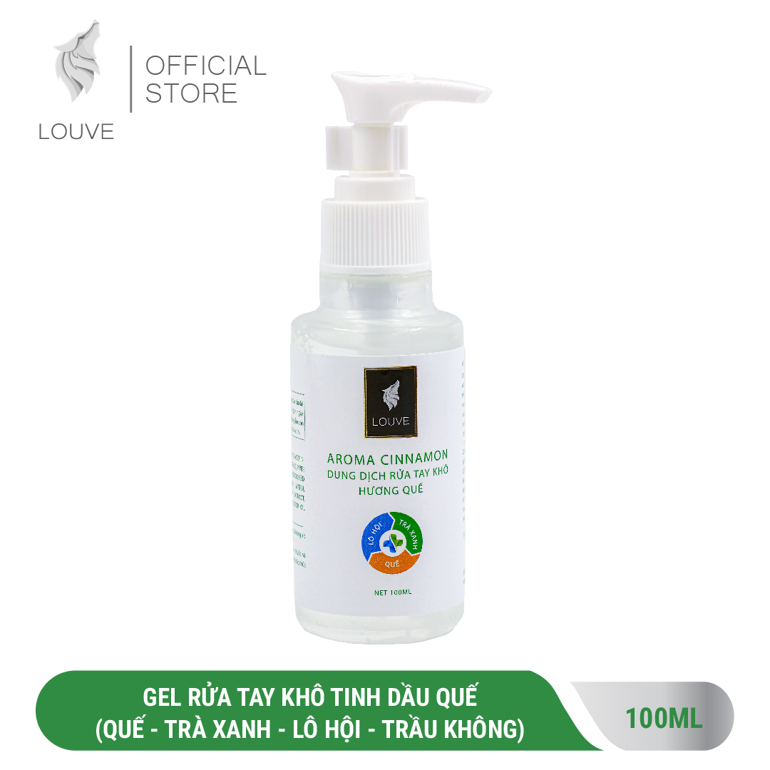 Gel rửa tay khô tinh dầu Quế Louve kết hợp nha đam trà xanh chai 100ml Otaku Ninjashop