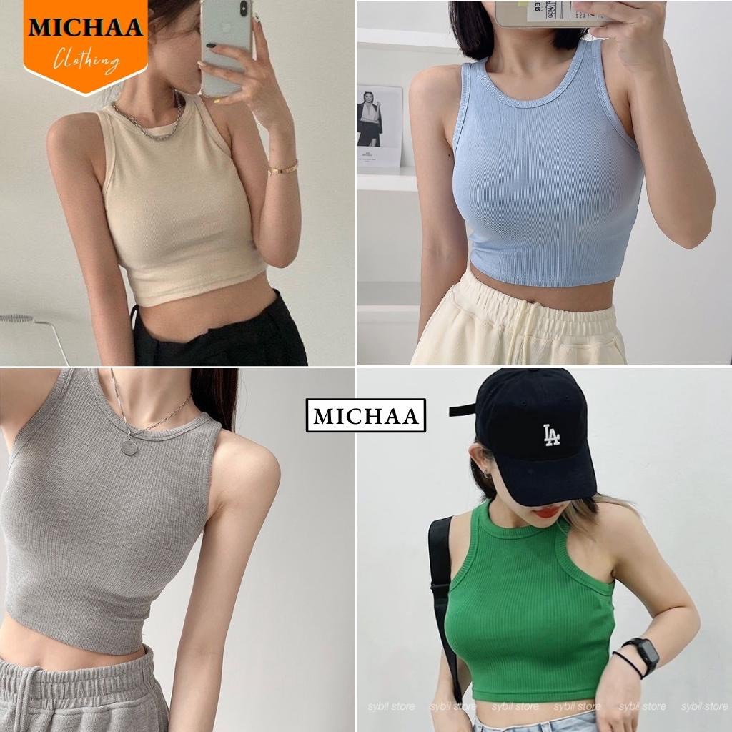 Áo ba lỗ croptop nữ, áo ba lỗ chất thun gân co giãn màu xanh trời siêu đẹp - Thời trang TAMI JEANS