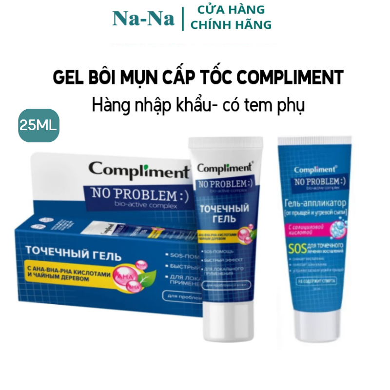 Gel chấm mụn SOS Compliment No Problem 25ml giúp gom cồi, phục hồi, làm lành da mụn, giảm viêm