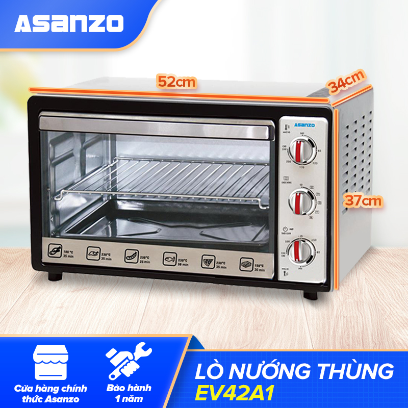Lò Nướng Thùng Asanzo EV42A1 (Công Suất 1600W Dung Tích 42L) - Hàng Chính Hãng Bảo Hành 12 Tháng