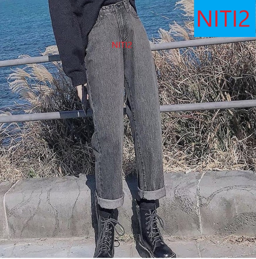QUẦN BAGGY JEAN NỮ CAO CẤP NITI2 LƯNG SIÊU CAO MÀU XÁM LAI CUỐN CỰC NGẦU PHONG CÁCH CỰC ĐIÊN-NY12308