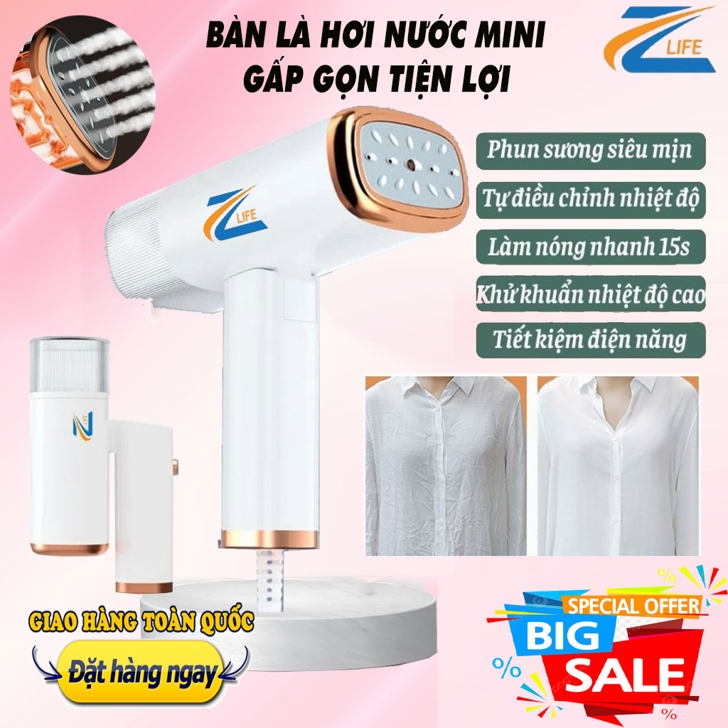 Bàn là hơi nước mini cầm tay, máy là hơi nước cầm tay gấp gọn du lịch công suất cao 1000W Chính Hãng Zlife, Bàn là hơi nước, bàn là hơi nước cầm tay, bàn ủi hơi nước cầm tay, bàn ủi mini