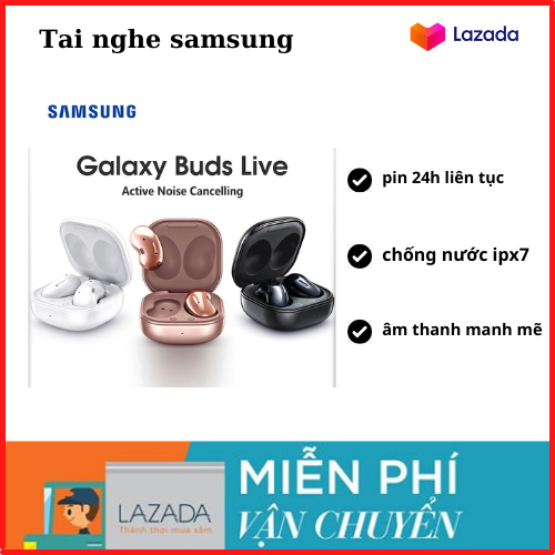 ( Mẫu Mới 2021 ) Tai nghe Bluetooth True Wireless Galaxy Buds Live, Tai Nghe Nhét Tai Bluetooth Không Dây Hình Hạt Đậu, Âm bass mạnh mẽ, Âm trầm dễ nghe, Chống ồn ANC, Dùng liên tục 8h, Kháng nước IPX2, Trợ lí Bixby thông minh,