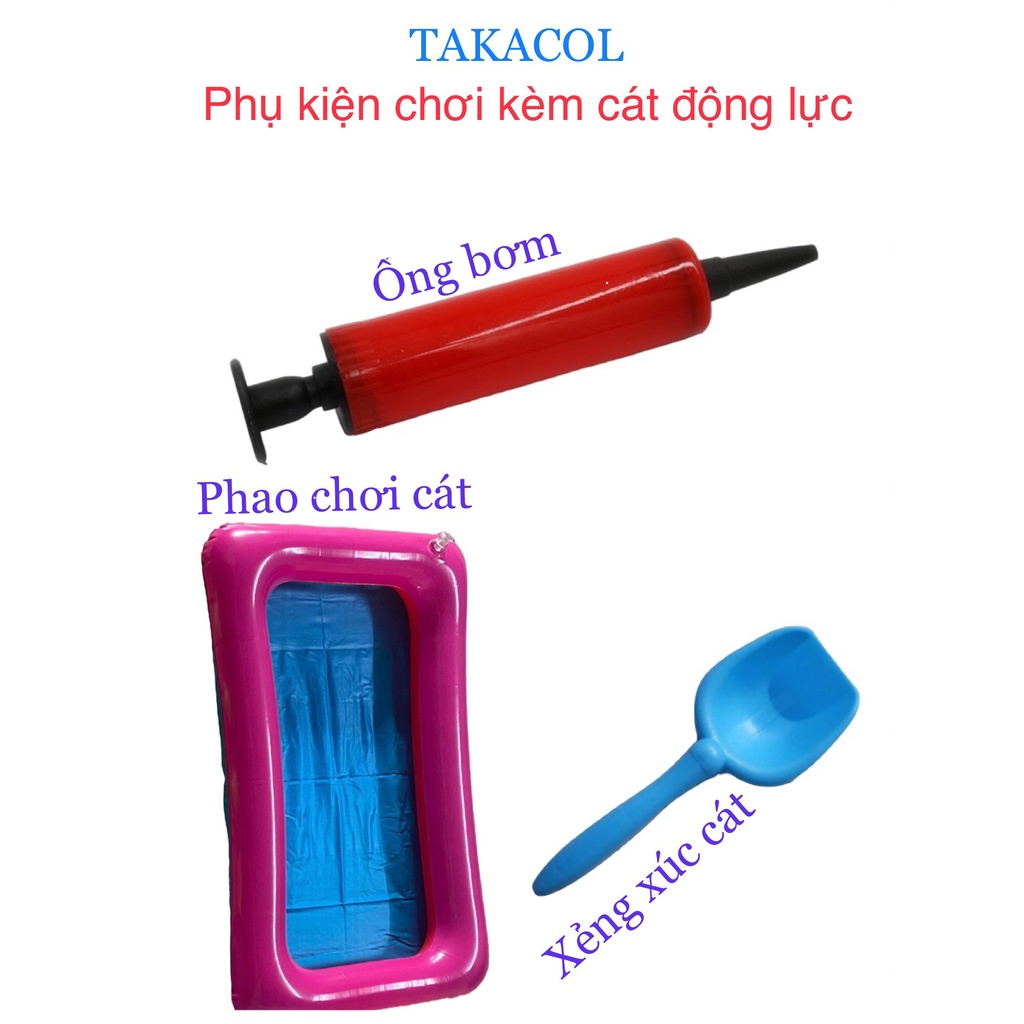 Phao , bể phao chơi, ống bơm phao/ bơm bong bóng, xẻng xúc cát động lực + Tặng 5 khuôn chơi cát động lực cho bé chơi sạch sẽ, gọn gàng