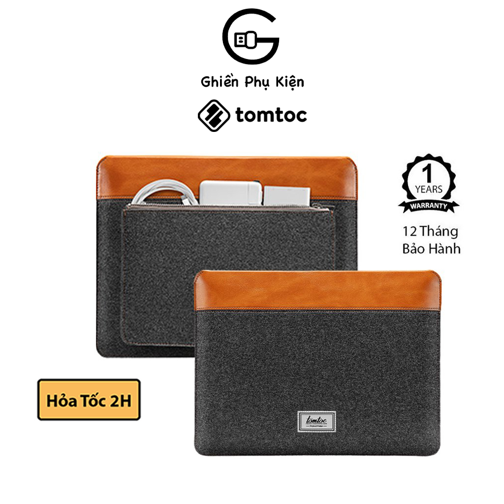 Túi chống sốc tomtoc pu leather dành cho macbook pro/air m1/m2 13.3/16inch
