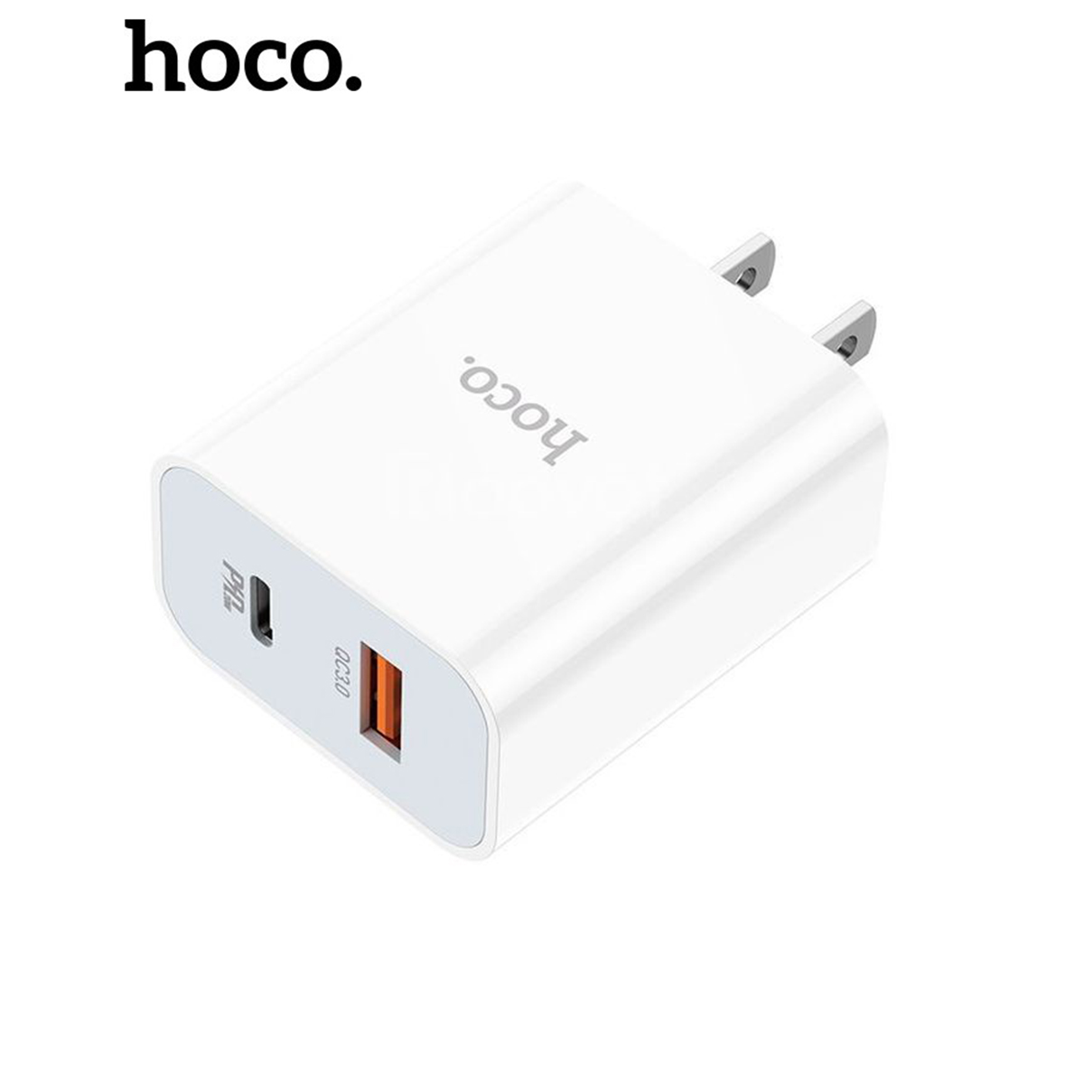 Củ sạc nhanh pd20w hoco c97 cổng usb và type-c, qc3.0, chân cắm dẹt chất liệu chống cháy cao cấp
