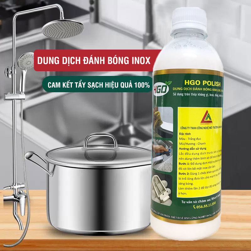 Dung dịch làm sạch và đánh bóng kim loại HGO POLISH chuyên dùng trên thép không gỉ, inox, đồng, nhôm, bạc chai 500ml