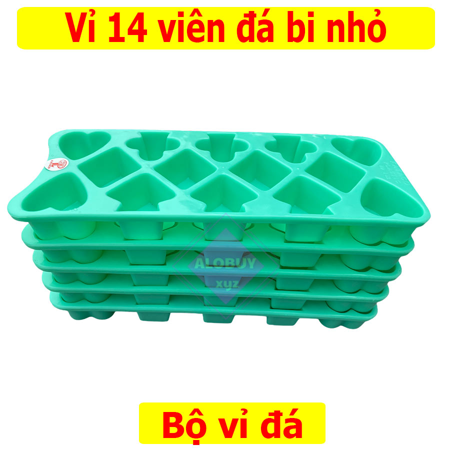 Combo 5 vỉ khay làm đá 14 viên khuôn Cơ Rô Chuồn Bích vỉ đá nhựa chất liệu cao cấp dễ dàng lấy đá- màu ngẫu nhiên- VIDA-142