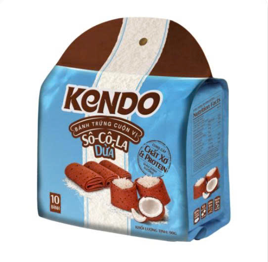 COMBO 12 GÓI KENDO BÁNH TRỨNG CUỘN VỊ SÔCÔLA DỪA 90G