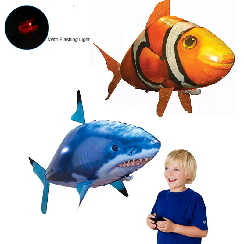 Inflatable điều khiển từ xa cá mập đồ chơi không khí bơi RC động vật đài