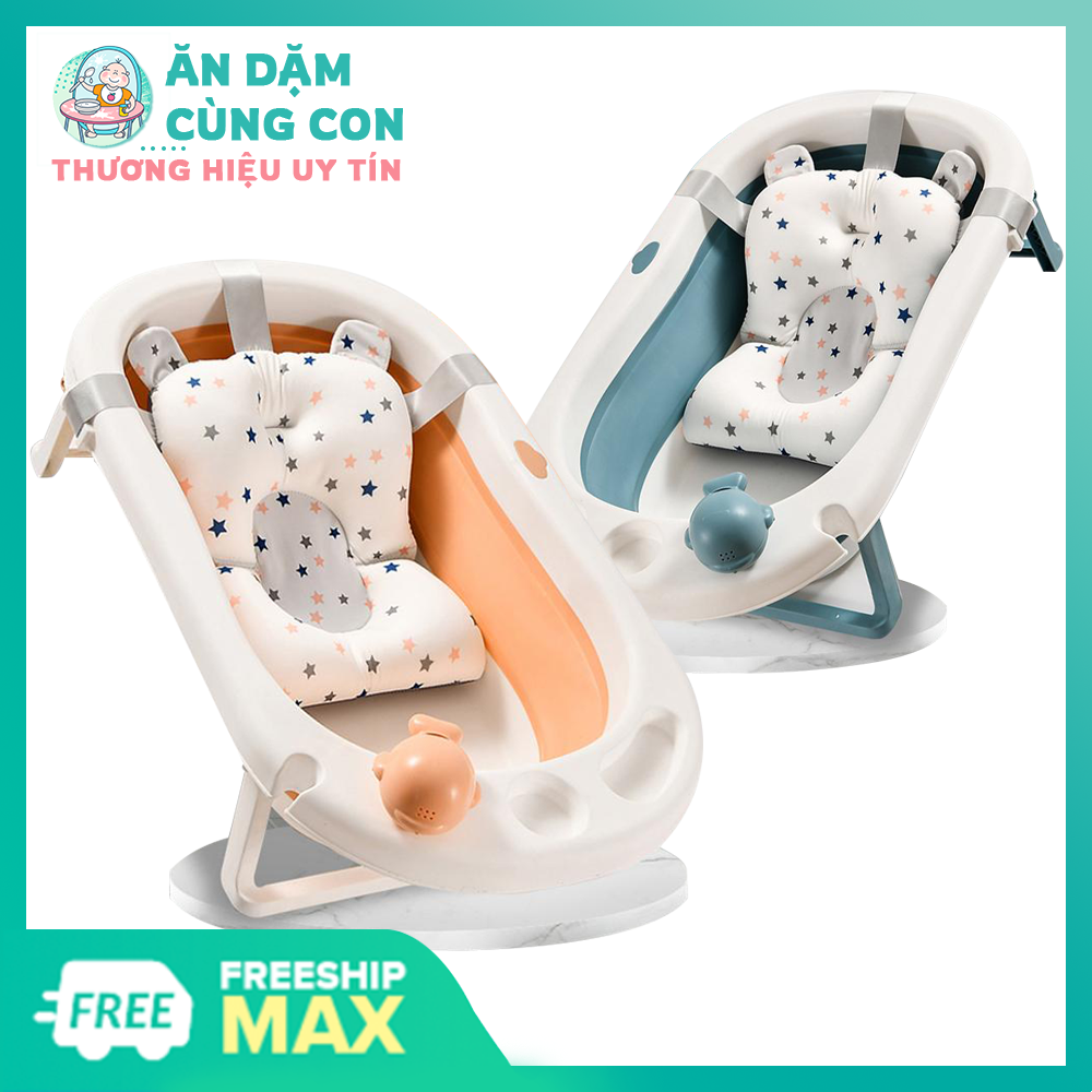 Thau Tắm Gấp Gọn Hanbei  Kèm Phao Tắm Dành Cho Bé Từ 0- 8 Tuổi